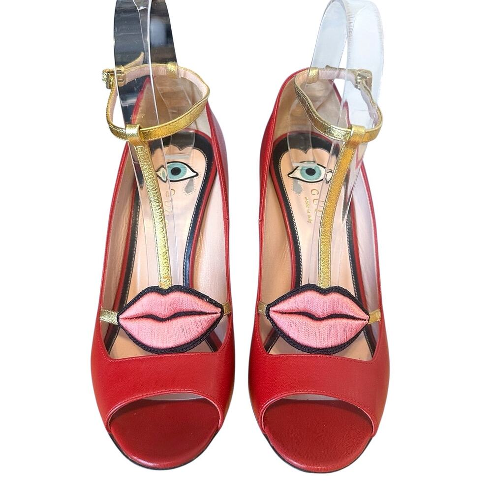 Gucci Ilse Surreal Lips Heel Red  Sandals 100mm EU 36.5 Alessandro Michele